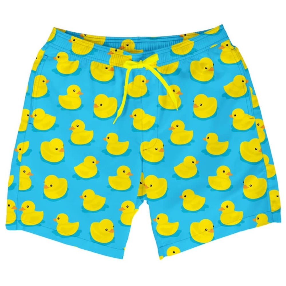 South Beach Men’s RUBBER DUCKY STRETCH SWIM TRUNKS 5” INSEAM